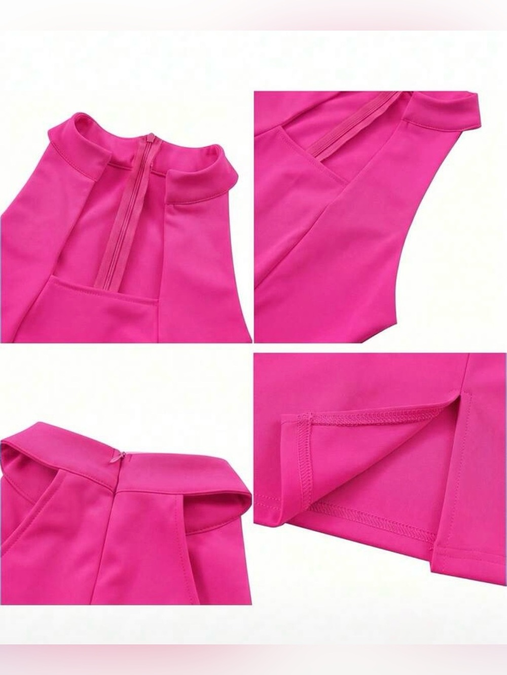 NEW SHEIN Stretch Sleek Halter Bodycon Mini Dress in Bright Pink Size XL - Picture 3 of 6